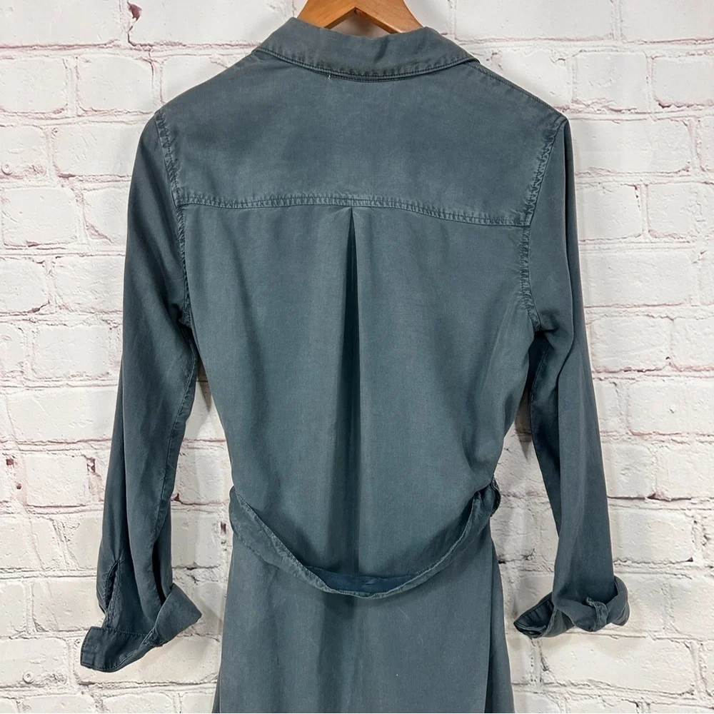 Anthropologie Cloth & Stone chambray utility shirt dress denim tie waist small - Picture 7 of 11
